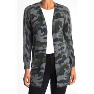 Magaschoni Cashmere Camouflage Print Long Cardigan NWT Size Medium
